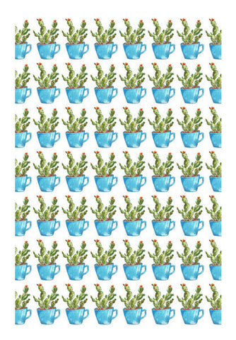 Cactus In A Cup Painted Watercolor Illustration Pattern Art PosterGully Specials
