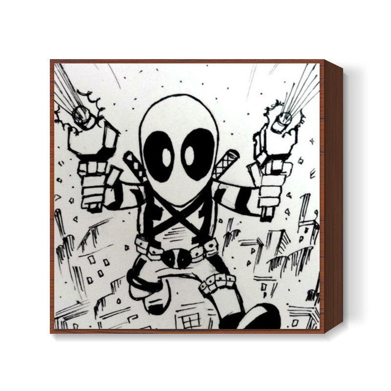 Chibi Deadpool Square Art Prints