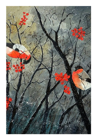 Wall Art, Two birds in winter Wall Art