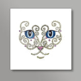 Big Eyes Cat Face Design Square Art Print