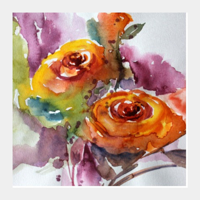 Square Art Prints, Fine Art Abstract Flowers Watercolor Square Art Prints