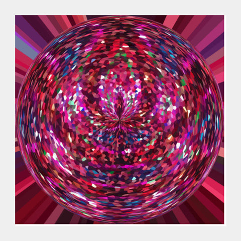 Funky Pink Sphere Digital Abstract Backdrop Design Square Art Prints