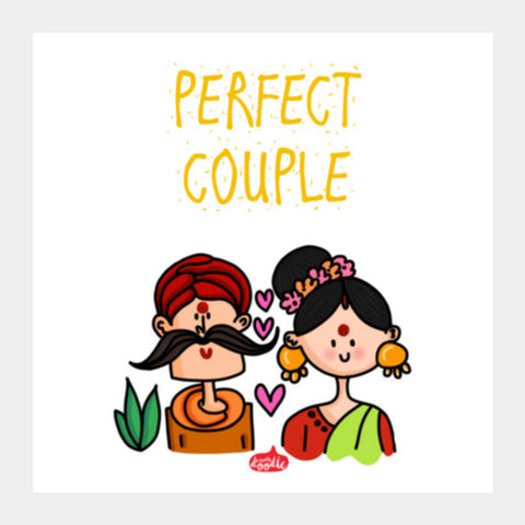 The Desi Perfect Couple Square Art Prints