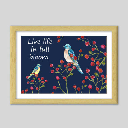 Berries And Birds Painting Nature Wall Decor  Premium Italian Wooden Frames