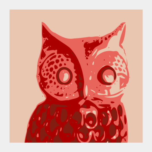 Abstract Owl Bird Red Square Art Prints
