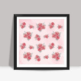 Digitally Painted Floral Pattern - Pink Square Art Prints
