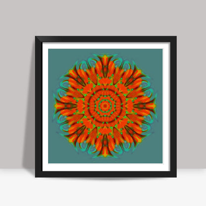 Orange Kaleido Square Art Prints