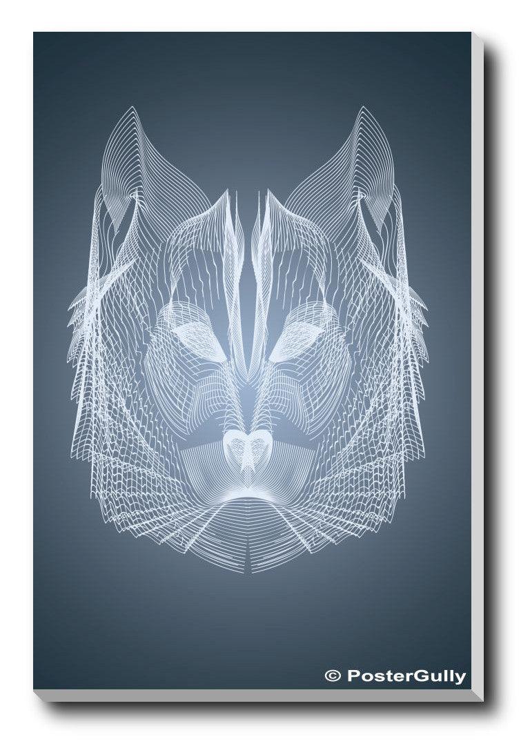 Wall Art, Wolf Symmetric Line Artwork