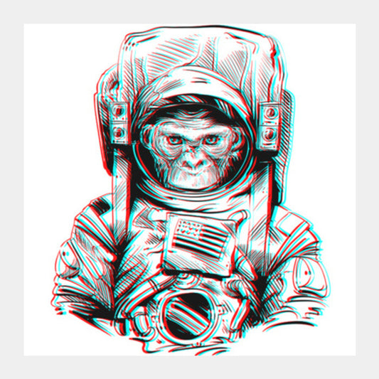 3D Space Monkey Square Art Prints