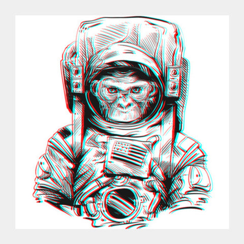 3D Space Monkey Square Art Prints PosterGully Specials