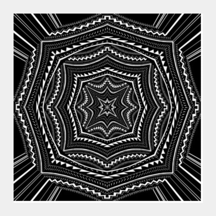 Black And White Abstract Digital Illustration Psychedelic Art Background Square Art Prints