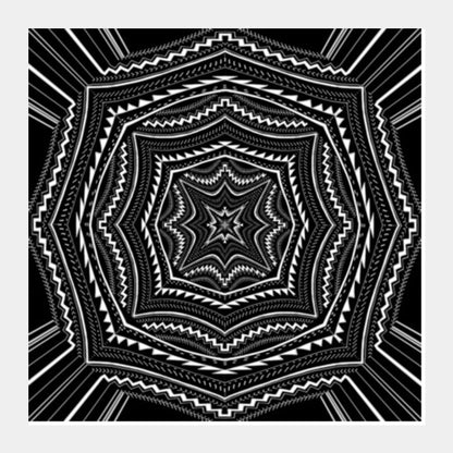 Black And White Abstract Digital Illustration Psychedelic Art Background Square Art Prints