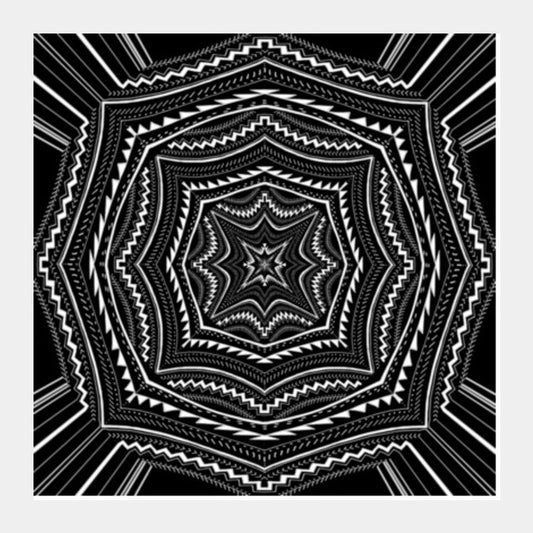 Black And White Abstract Digital Illustration Psychedelic Art Background Square Art Prints