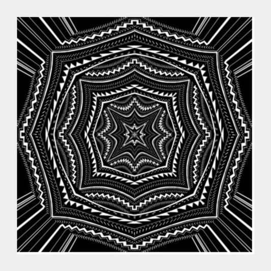 Black And White Abstract Digital Illustration Psychedelic Art Background Square Art Prints