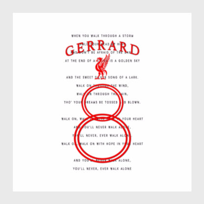 Square Art Prints, Gerrard #8- Liverpool YNWA Anthem