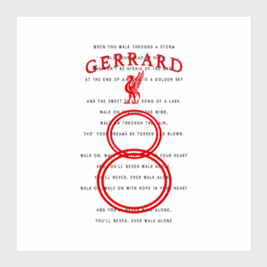 Square Art Prints, Gerrard #8- Liverpool YNWA Anthem