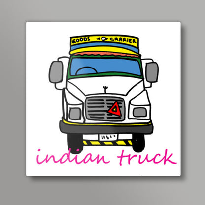 indian truck Square Art Prints