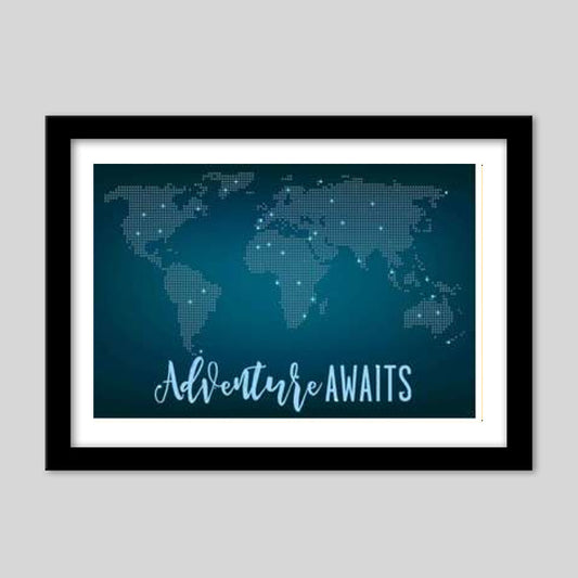 Adventure Awaits World Map Premium Italian Wooden Frames