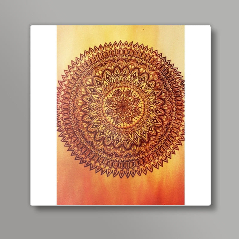 Fiery Mandala Square Art Prints