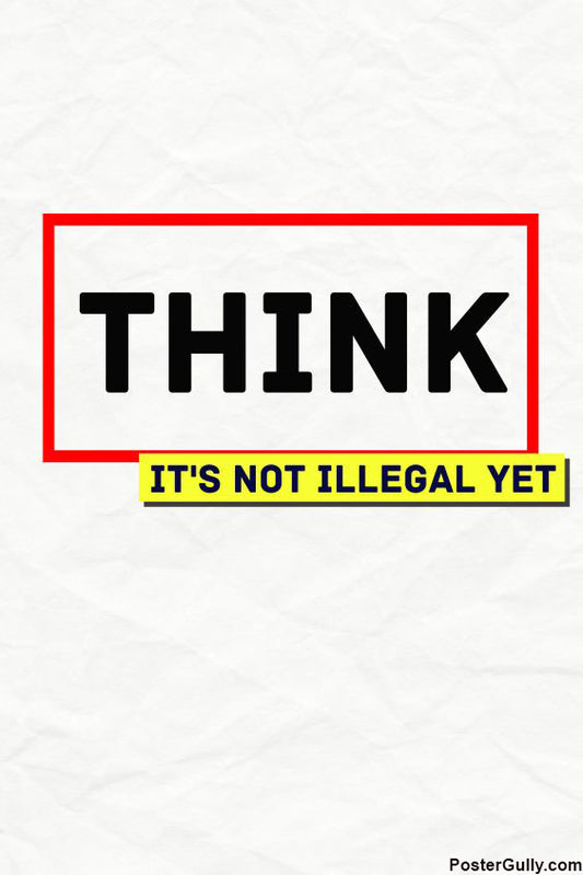 Wall Art, Think Quote Yellow Artwork