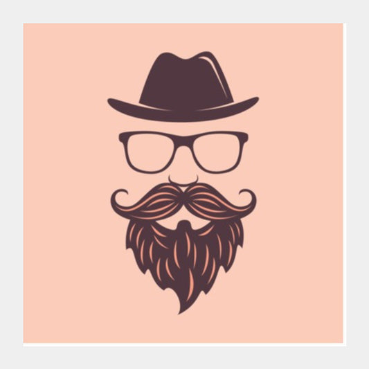 Square Art Prints, Beard Hipster Square Art Prints