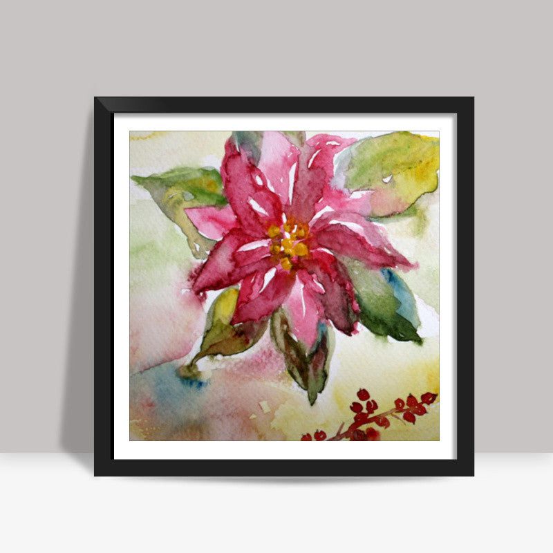 Poinsettia Square Art Print l Artist: Seema Hooda