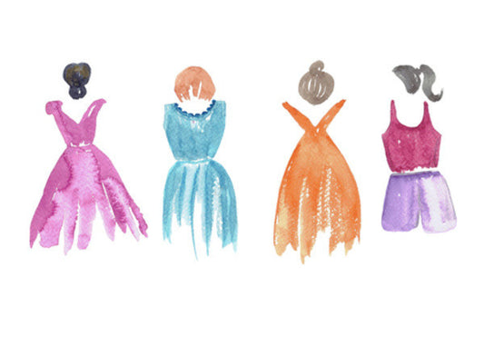 Watercolor Painted Silhouette Woman Fashion Clothing Dresses Art Illustration Art PosterGully Specials