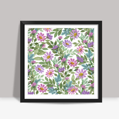 Spring Blooming Flowers Watercolor Pastel Floral Wall Decor Square Art Prints