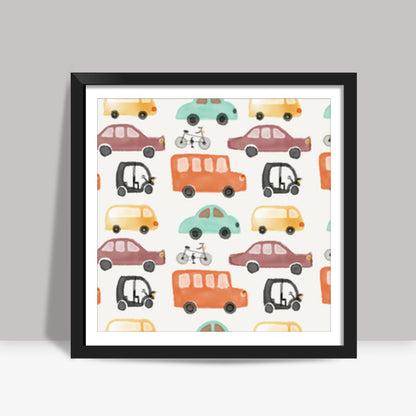 bus car van pattern Square Art Prints