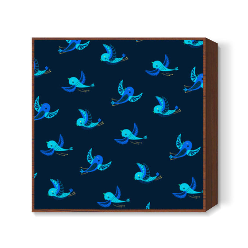 Peach BG, Orange and Yellow Birds Square Art Prints