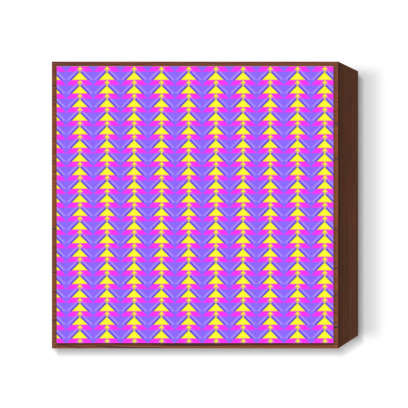 Trippy Triangles | Purple yellow Square Art Prints