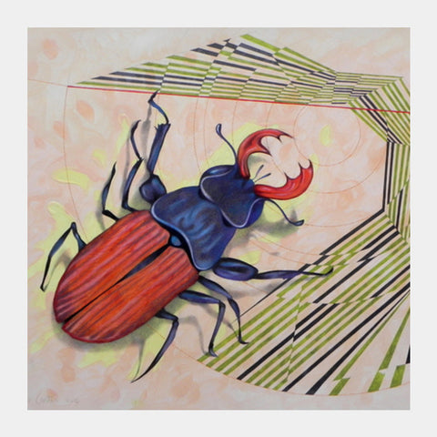 stag beetle Square Art Prints