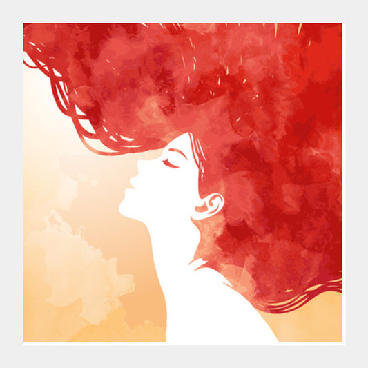 Square Art Prints, Red Girl Inspiration Square Art Prints