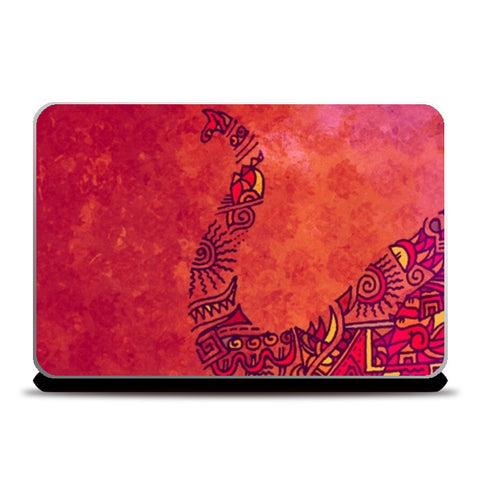 Laptop Skins, Elephant Zenscrawl Red Laptop Skins