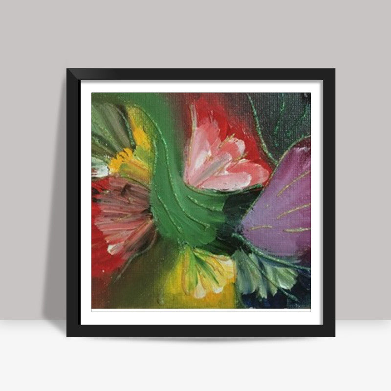 Abstract Floral | Finger Painting | Oil Painting & Glitter | Square Art Prints