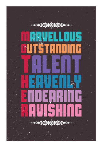 Marvellous Meaning Of Mother Typography Art PosterGully Specials