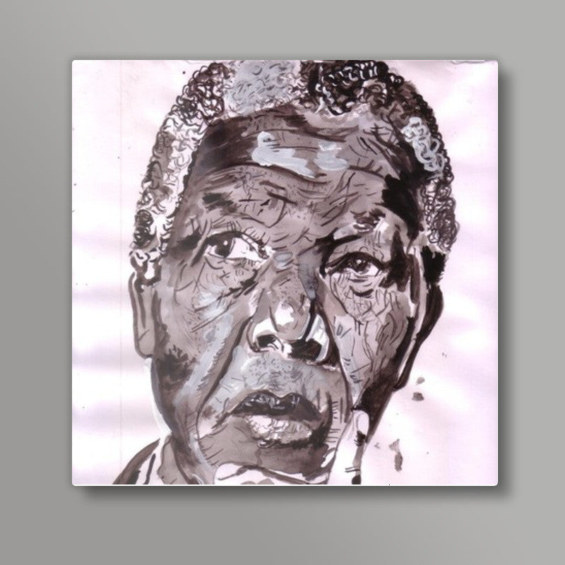 Nelson Mandela was a leader with a huge fan-following Square Art Prints