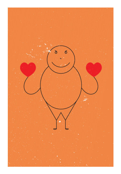 Stick Fat Man With Two Hearts Art PosterGully Specials