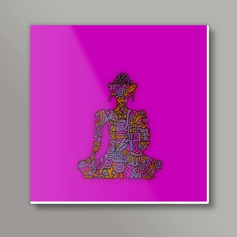 Buddha Zenscrawl Square Art Prints