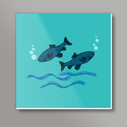 Cute Fish Design Background Square Art Prints