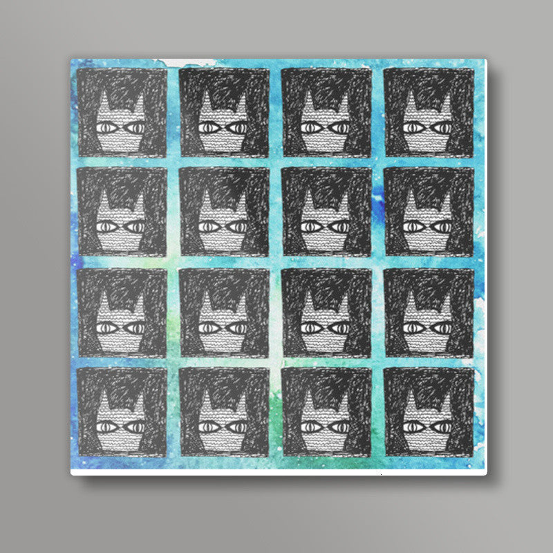 The hipster kitty cat Square Art Prints