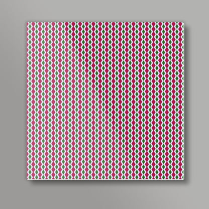 Retro Geometric Pink And Green Diamond Stripes Pattern Square Art Prints