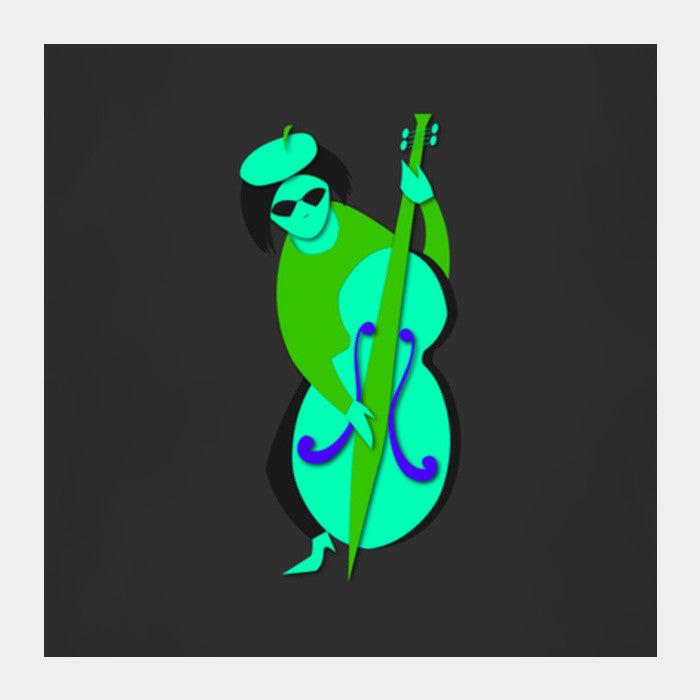 Jazz Man - Double Bass Square Art Prints