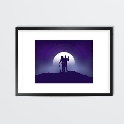 Joker & Harley Quinn Moon Night Wall Art