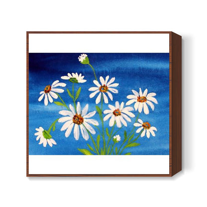 White Daisy Flowers Square Art Print