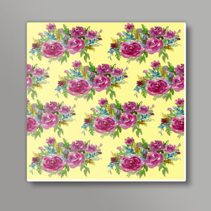 Pastel Floral Watercolor Roses Background Pattern Square Art Prints