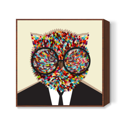 genius owl Square Art Prints