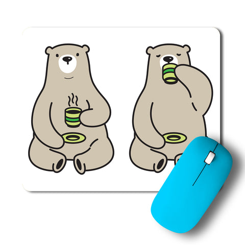 Polar Bear Tea Coffee Party Artwork Mousepad