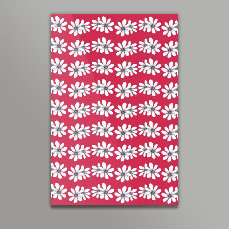 Vintage Retro White Daisies Floral Pattern Fashion Background Wall Art