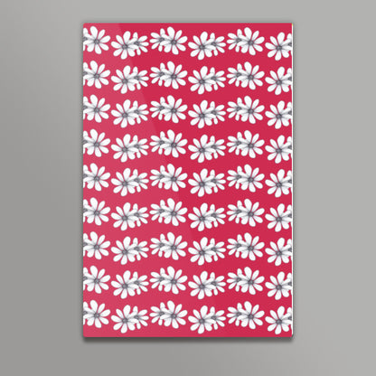 Vintage Retro White Daisies Floral Pattern Fashion Background Wall Art